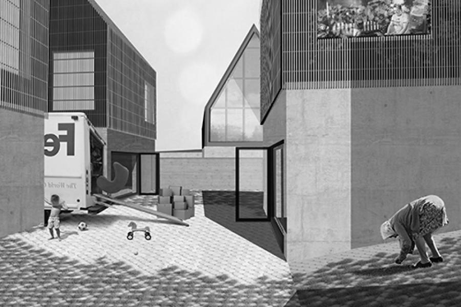 Rendering of the community courtyard