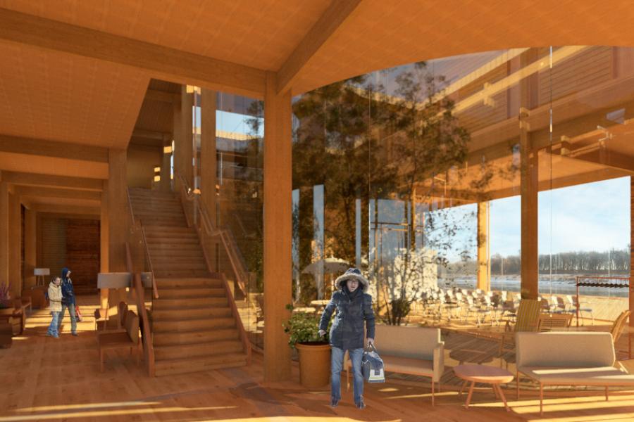 Rendering of the interior courtyard and stairs