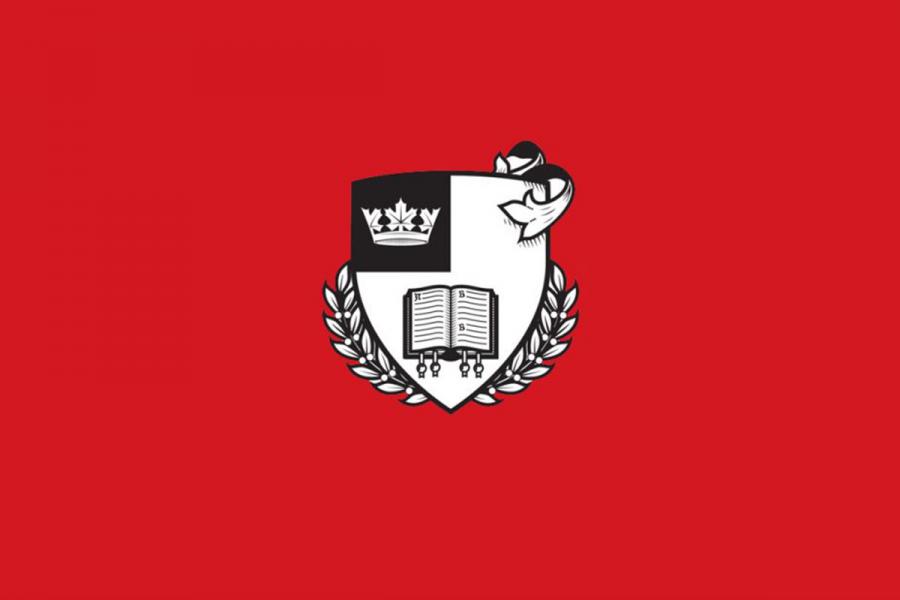 Logo for the Royal Society of Canada on a red background.