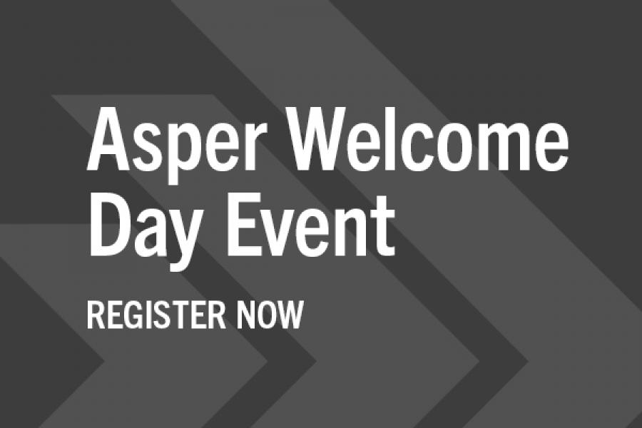 Button to register for Asper Welcome Day event. 