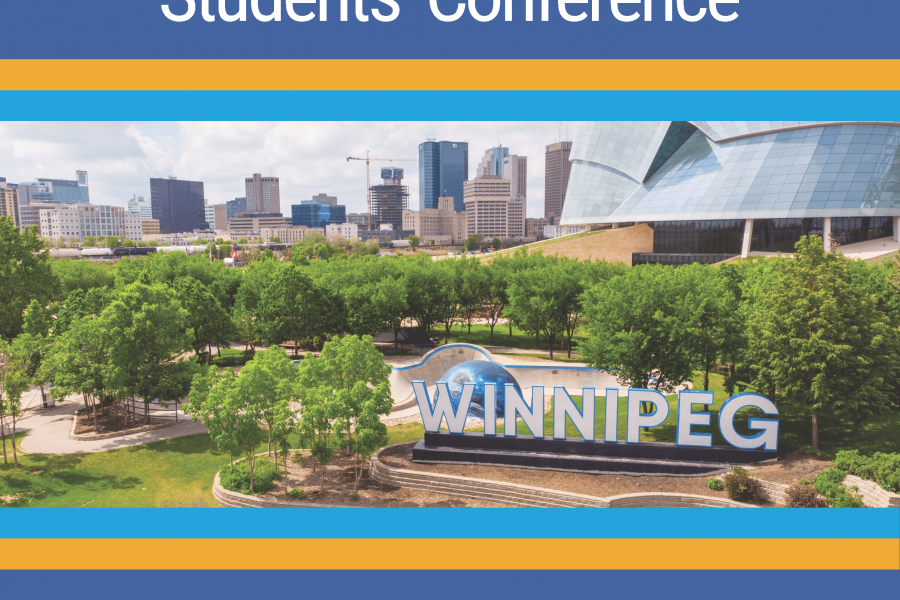 poster with city of Winnipeg in background