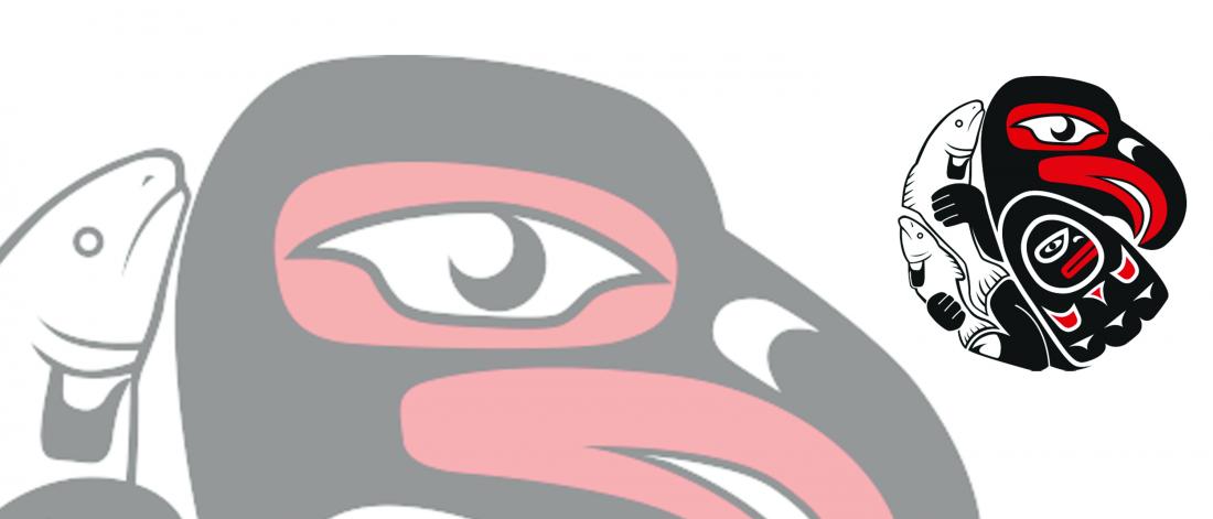 Aboriginal press banner of thunderbird head.