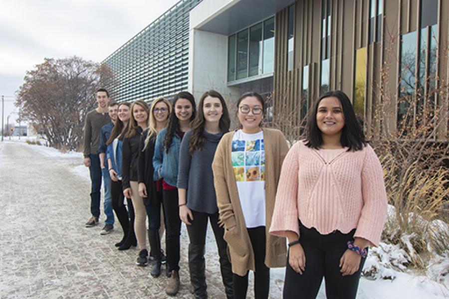 students standing outside of the Active Living Centre