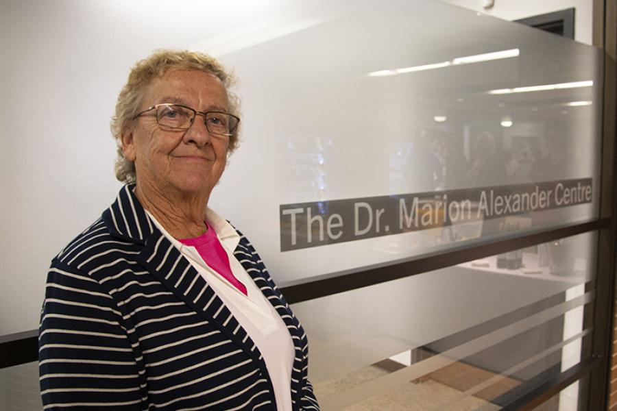 Marion Alexander, pictured outside of the Dr. Marion Alexander Research Centre