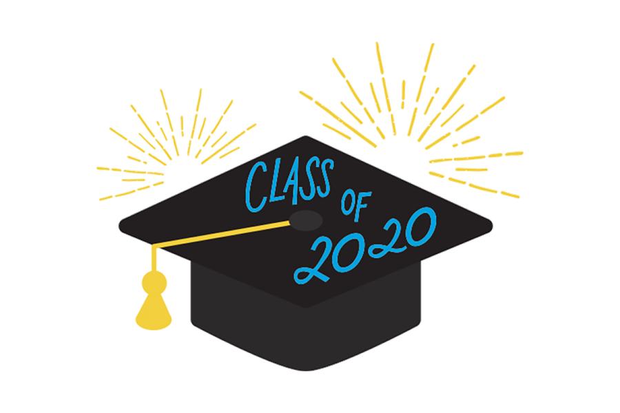 An illustration of a cap with Class od 2020 wwritten on it.