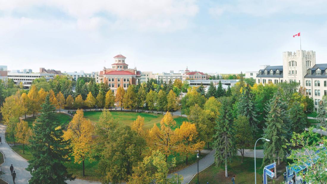 A panoramic view of the University of Manitoba Fort Garry campus.