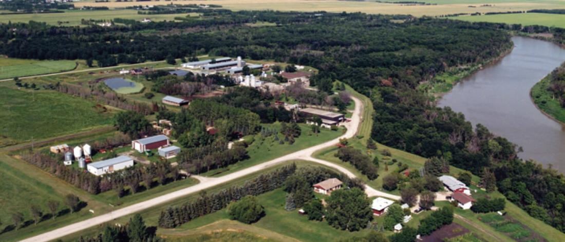 An aerial view of the Glenlea Research Station during the summer months.