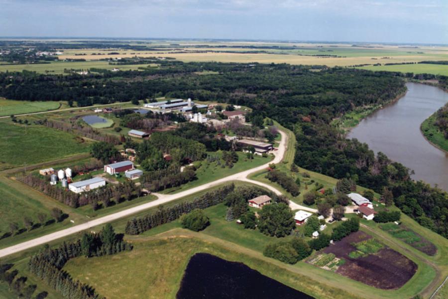 An aerial view of the Glenlea Research Station during the summer months.