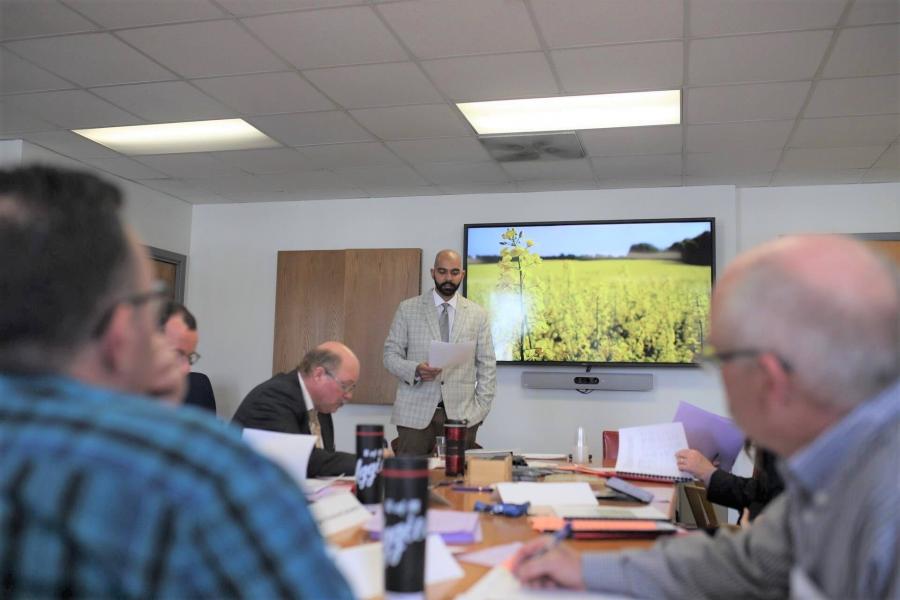 A presentation regarding canola taking place.