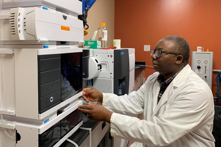 Dr. Rotimi Aluko in a lab