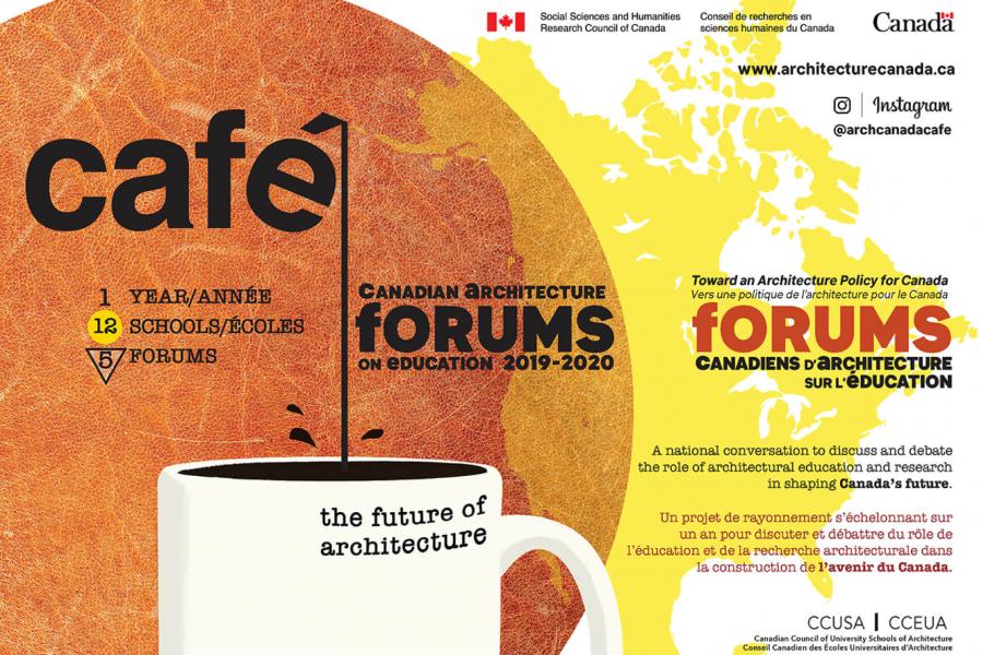 An advertisement for Canadian Architecture Forums on Education.