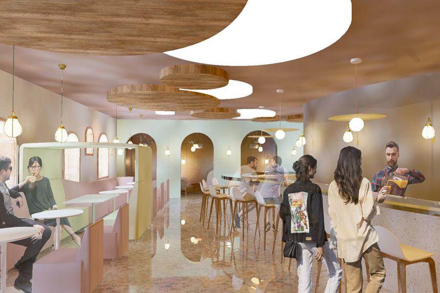 rendering of cafe interior design project
