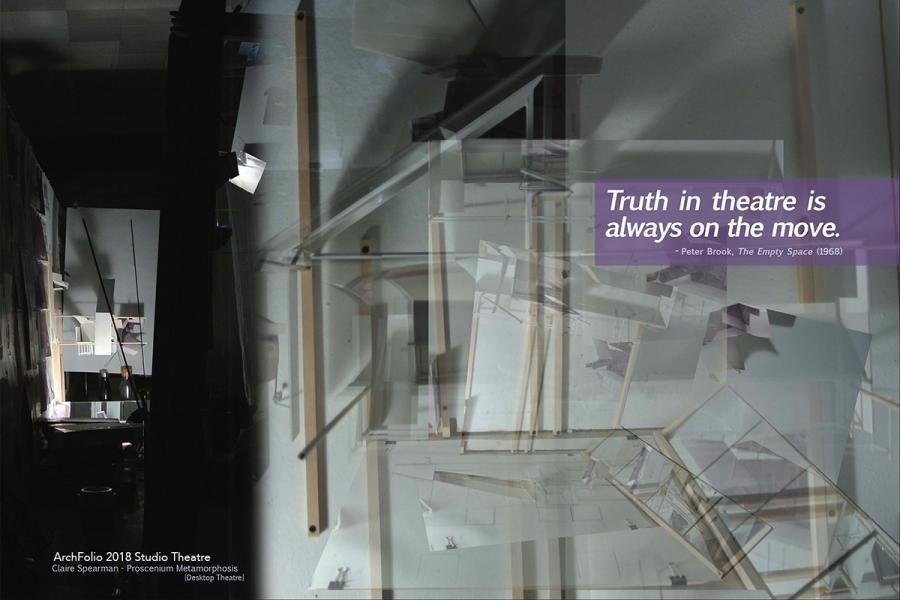 model image collage with text "Truth in theatre is always on the move" quote by peter brook overlayed