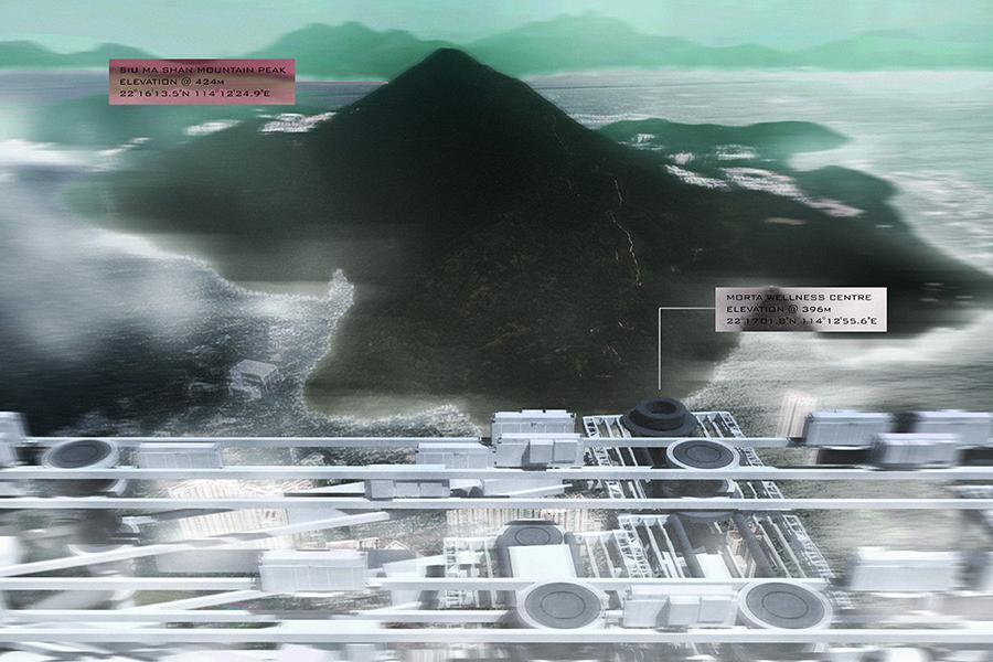 Building site in new-city context and relation with Siu Ma Shan mountain peak