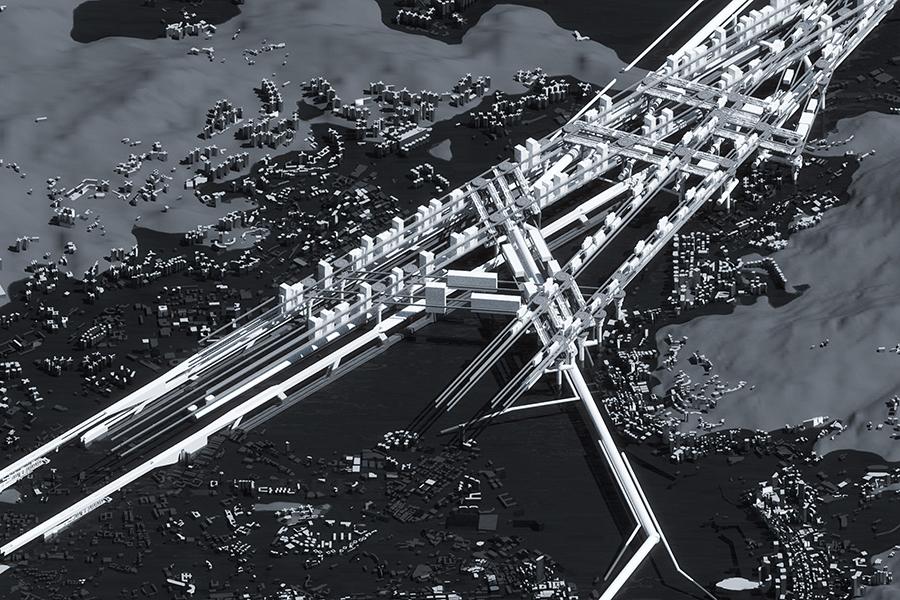 The new fuel-cell energy city which sits atop of old Hong Kong and the sea level rise