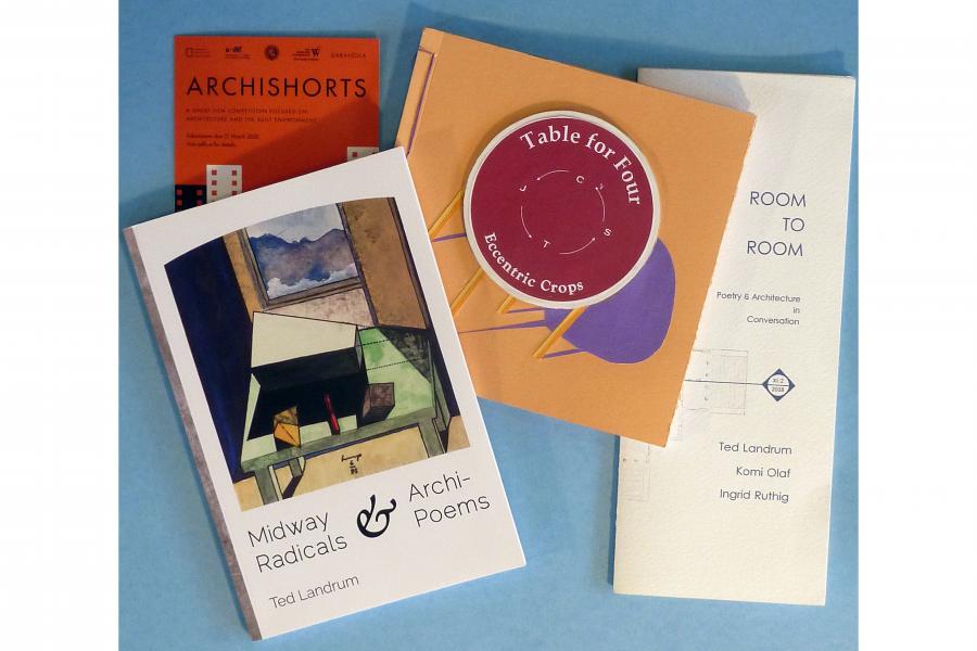 collection of book on blue background