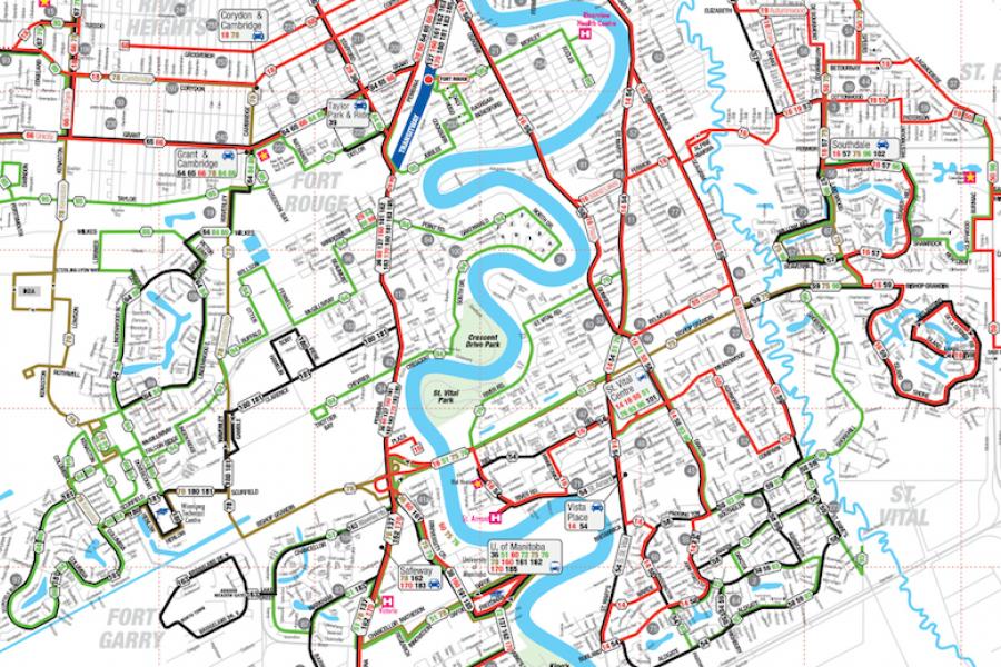 Winnipeg, Manitoba transit map