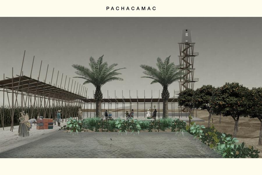 An example of Rueda's work, consisting of a simple architectural scene.