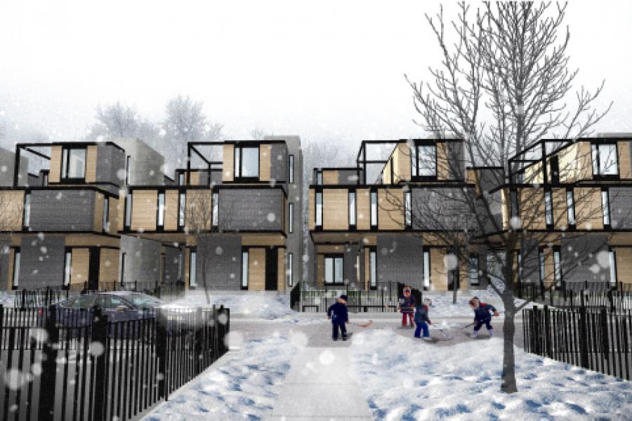 Rendering of the residential units in the winter