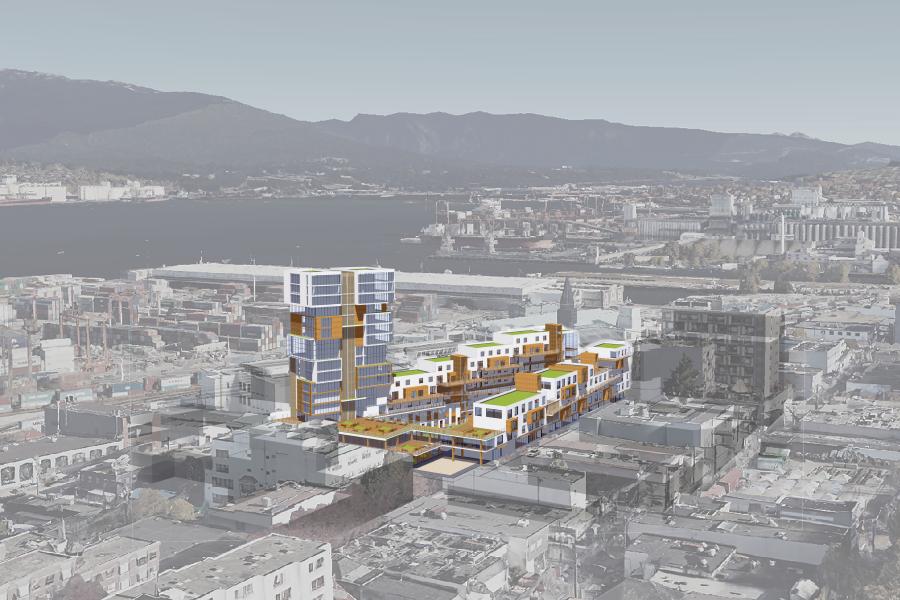 Rendering of the city with the design intervention