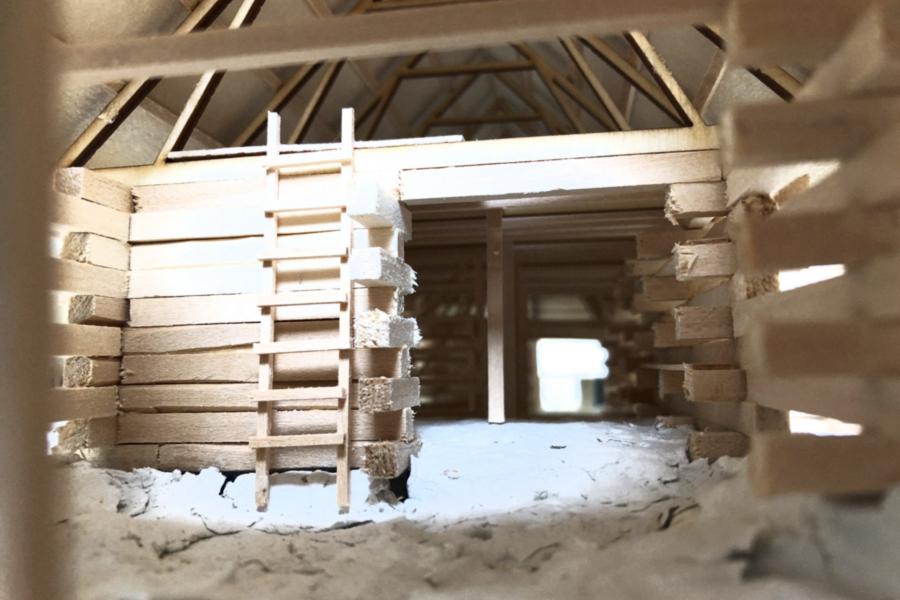 Primary barn within the wood homestead model