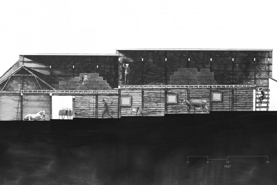 Section drawing of the primary barn