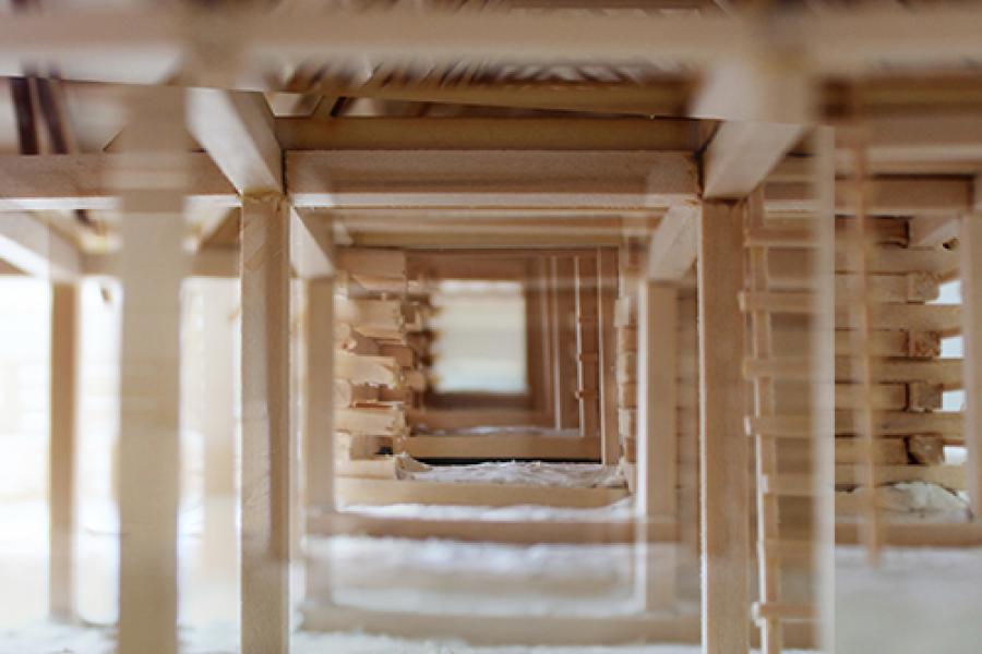 Interior of the wooden model