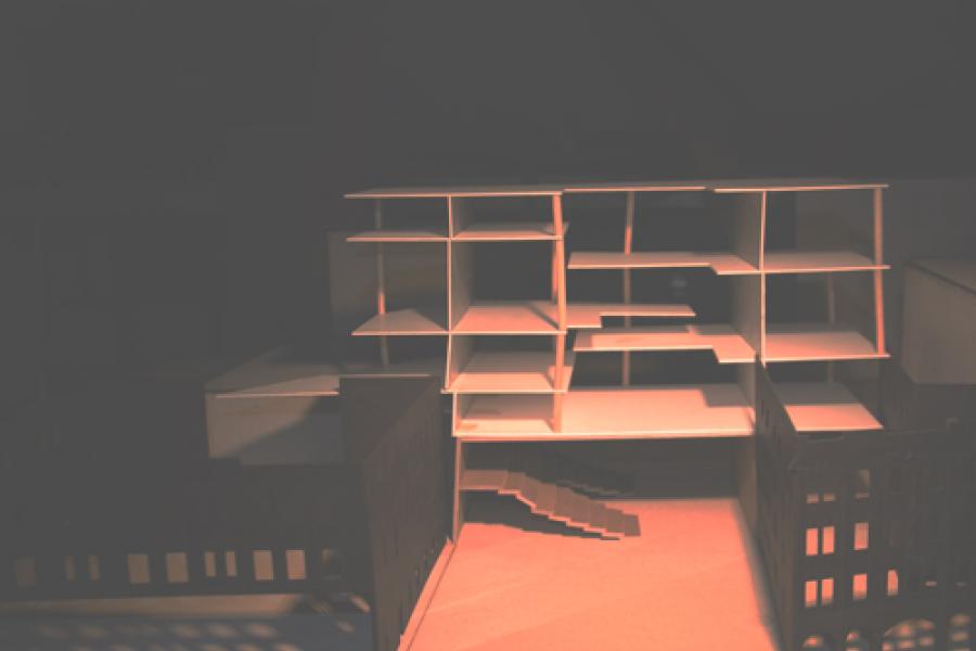 Model of the building in red light