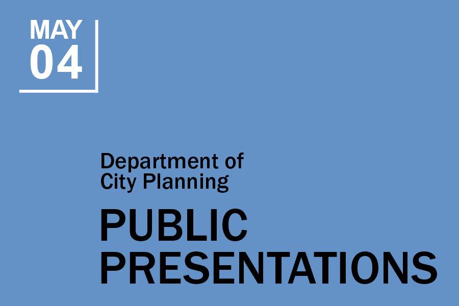Blue background reading Public Presentation