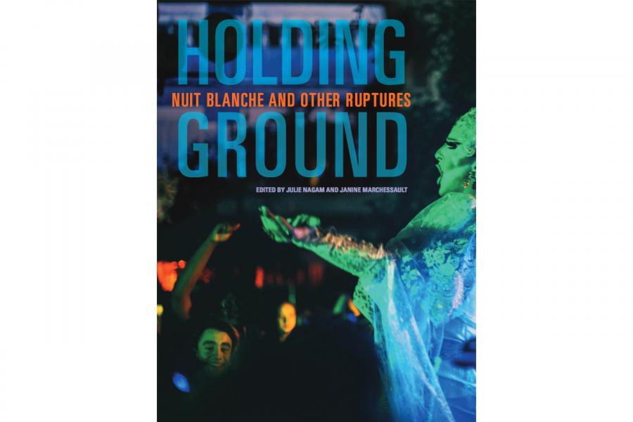 Abstract blue and green book cover with text Holding Ground
