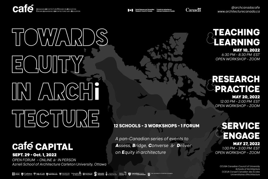map of Canada and text reading "Towards equity through architecture".