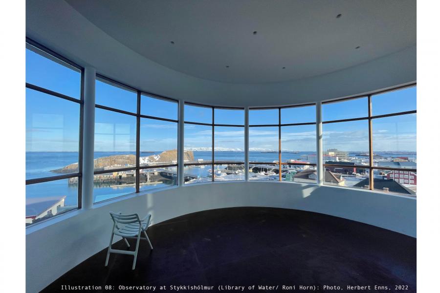 Interior of observatory over harbour