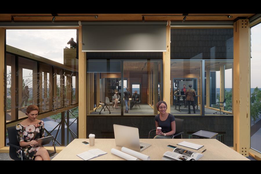 Interior rendering of workspaces