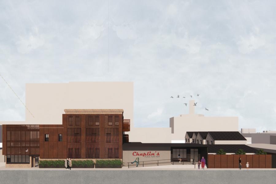West (Front) Elevation along Garry Street.