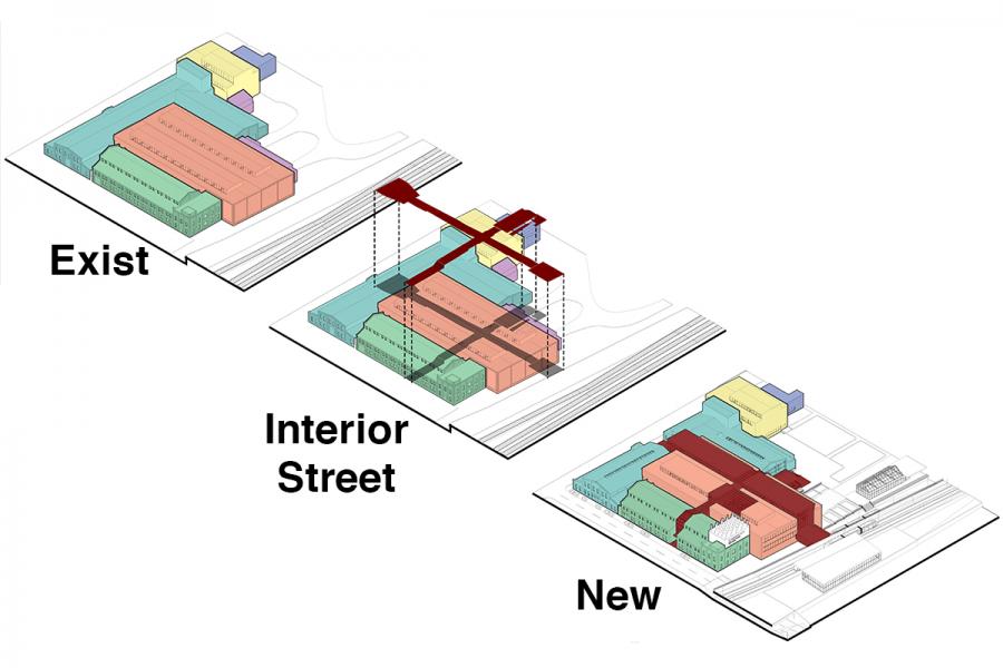 Axonometric of interior street addition