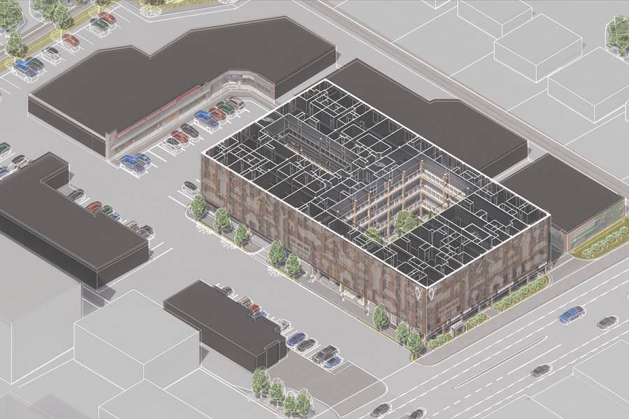 Isometric plan of the fourth-floor residential units