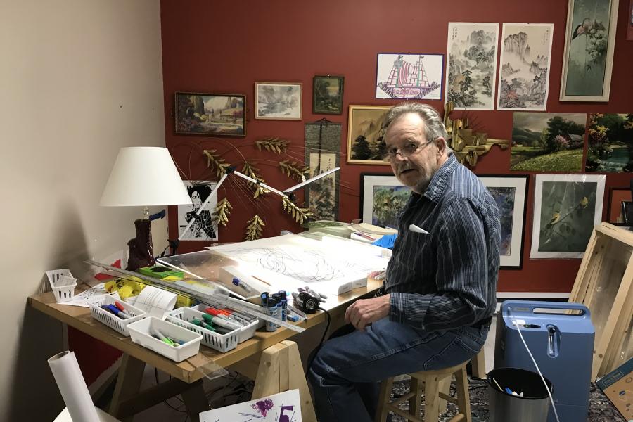Craig Milliken working in his studio