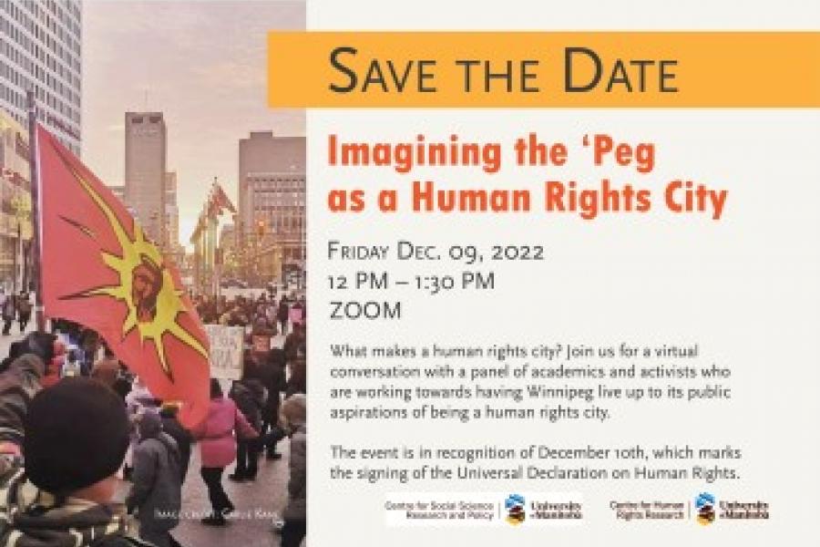 Imagining the Peg as a Human Rights City events poster