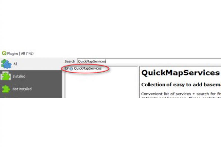 Screenshot of plug-in pane in QGIS user interface.