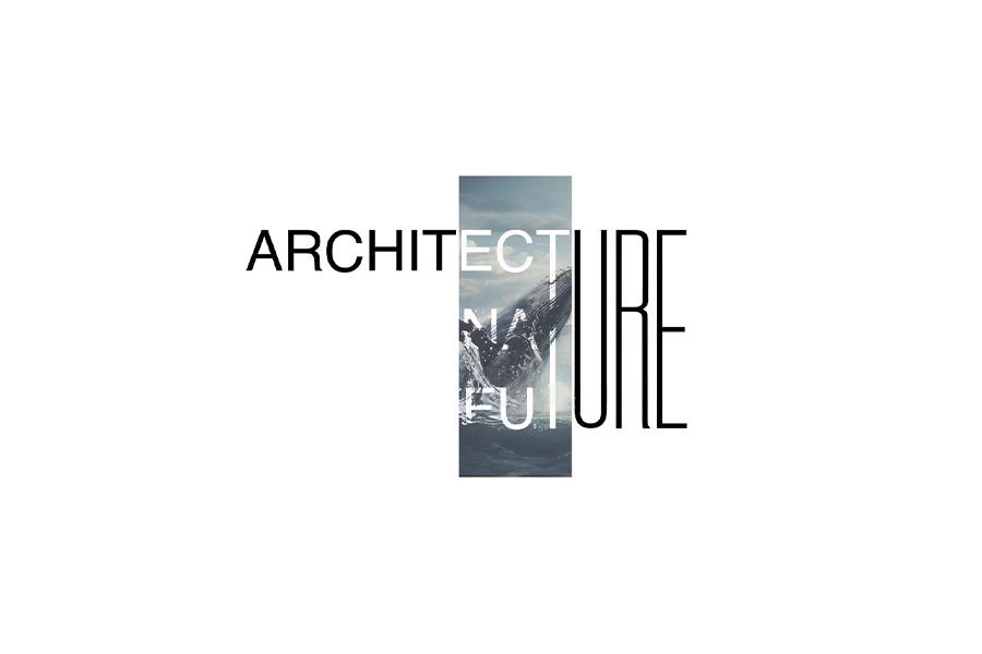 Collage that reads "archi- tecture, nature, future.