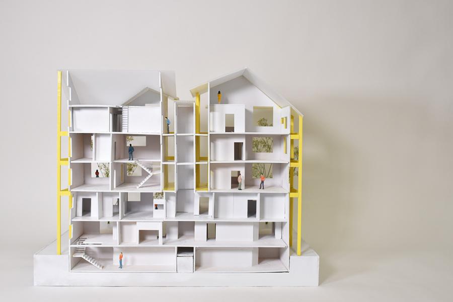 section model of 6 storey apartment building