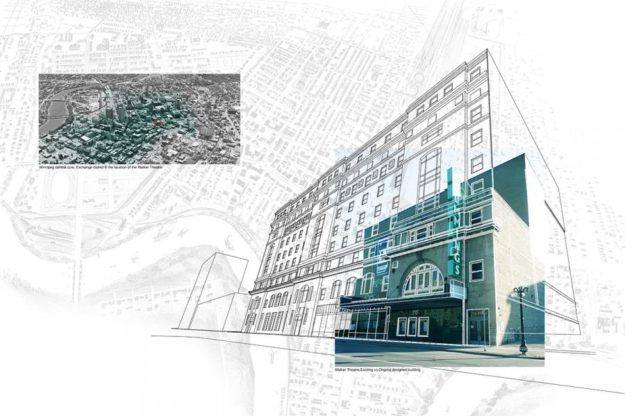 A drawing of a building