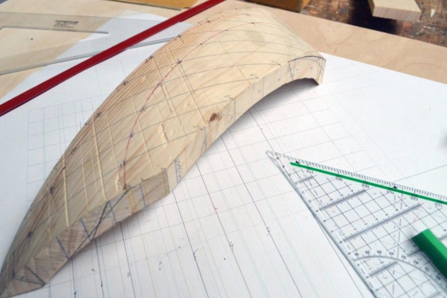 piece of wood on lined graph paper