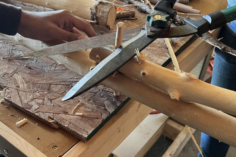 working with shop tool on sticks