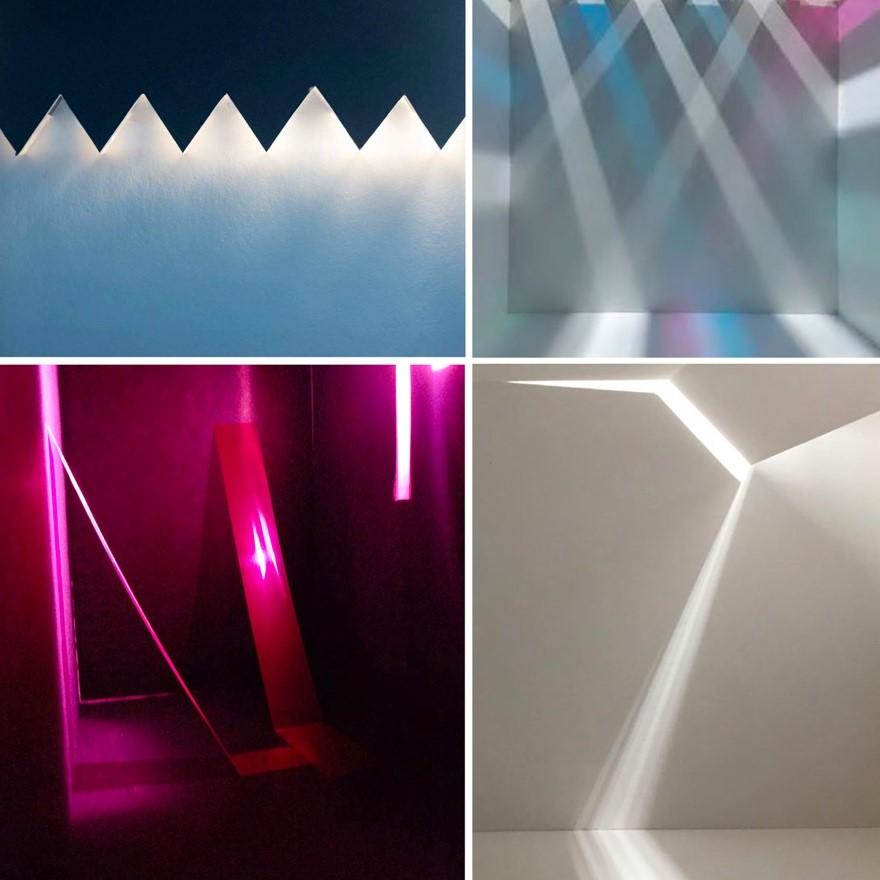 Student light & shadow models (clockwise from top left): Dylan Hewlett, 	Teron-Jordan (TJ) Richard, Tessa Linde, and Helia Saadat.