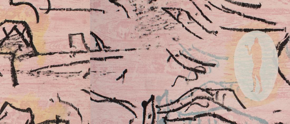 Libby Hague, Echo/The Paradise Within (detail), 1986, lithograph and serigraph (diptych). Collection of the School of Art Gallery; gift of Dr. Ben Shore, Sword Street Press.