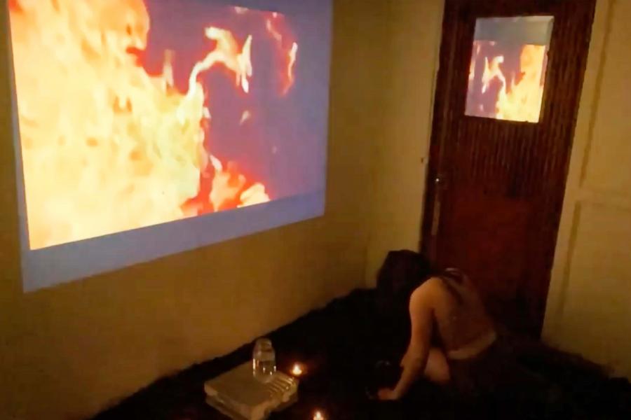 Video still of performance by Skye Callow.