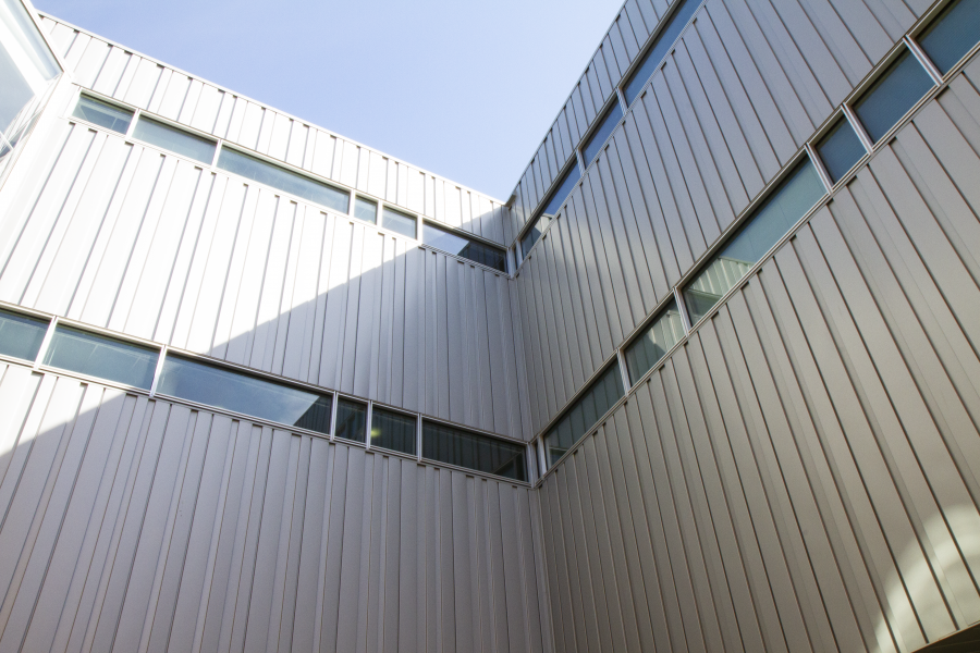 exterior of ARTlab metal siding and windows
