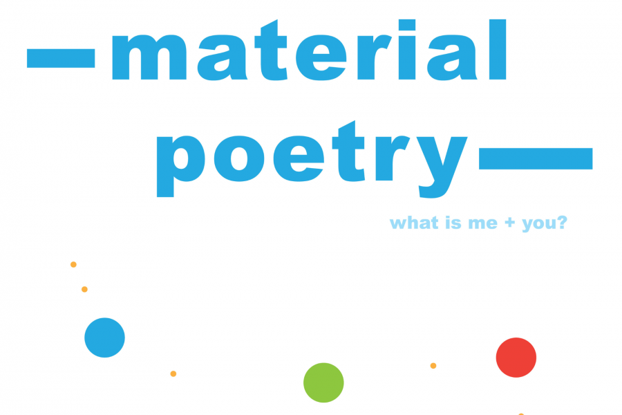 Title card with white background and blue text reading "Material Poetry"
