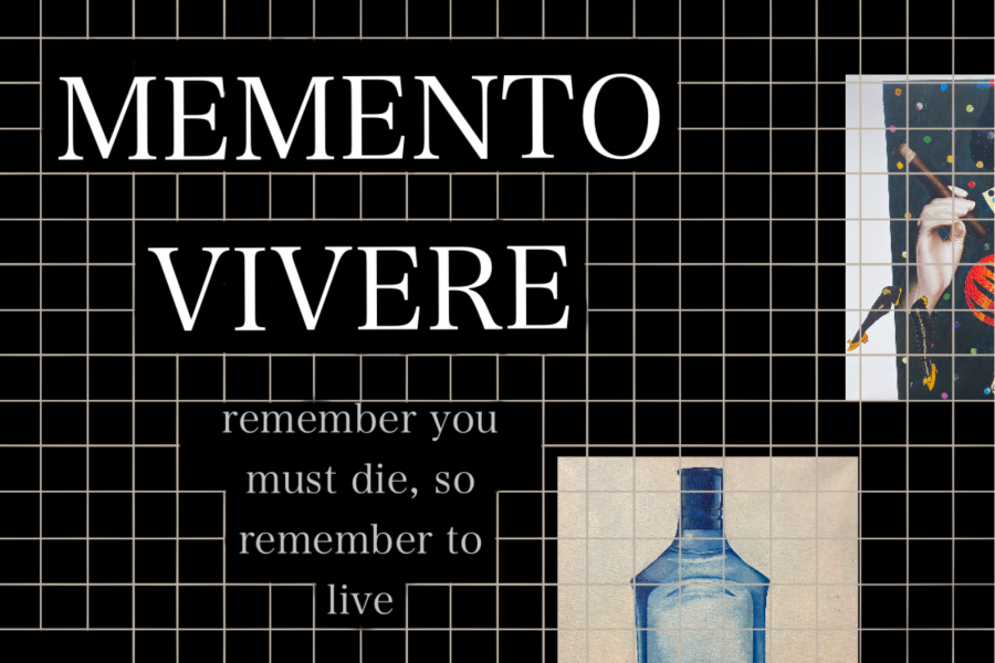 Title card reading "Memento Vivere" on a black background with a white thin line grid pattern